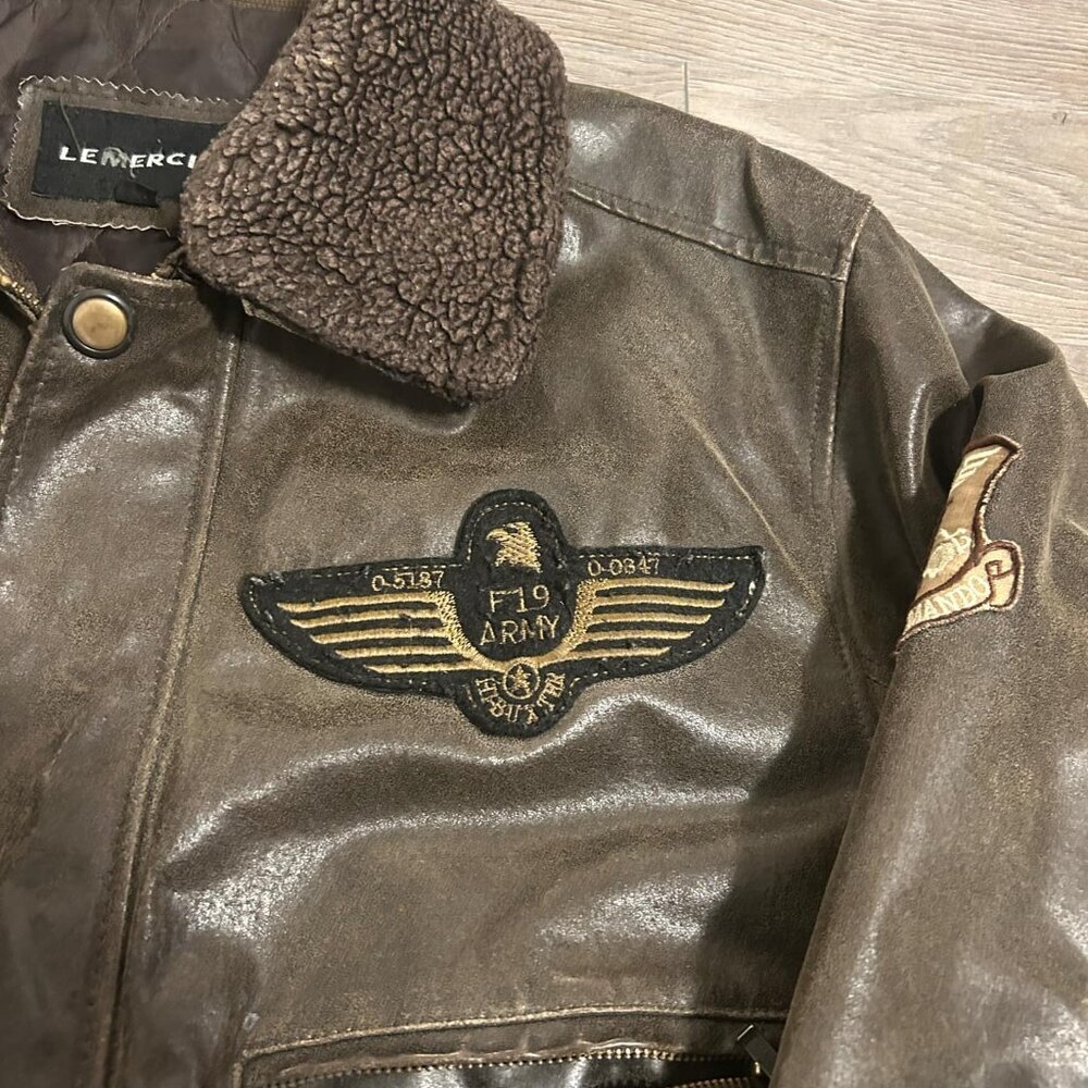 M - Vintage Hi-Buxter Commando Leather Bomber Jacket - by LeMercier - Picture 3 of 10